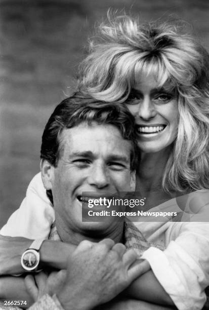 American actor Ryan O'Neal with actress Farrah Fawcett.