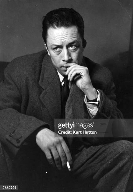 French writer Albert Camus on a visit to London. Original Publication: Picture Post 6297 - Camus The Post Existentialist - unpub. Original...