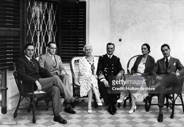 Hungarian statesman and regent Miklos Horthy de Nagybanya sitting with his family. Original Publication: People Disc - HE0245