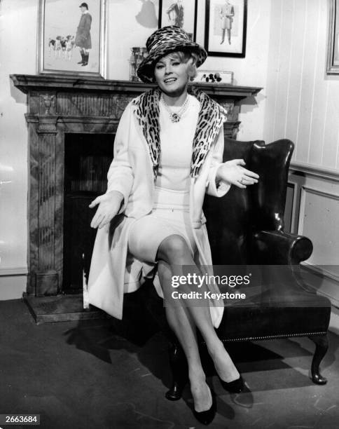 Swedish actress Anita Ekberg on the set at MGM Studios Elstree, of a new film called 'The ABC Murders', adapted from the Agatha Christie novel....