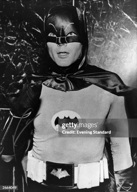 Actor Adam West in his role as masked superhero Batman.