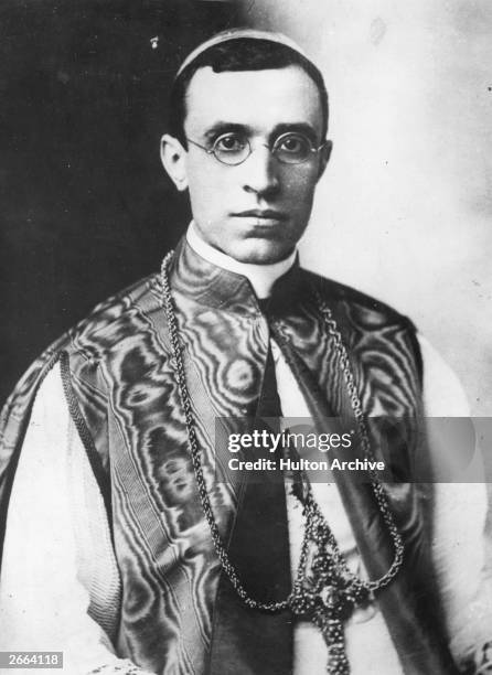 Pope Pius XII , born Eugenio Maria Guiseppe Giovanni Pacelli, as a cardinal. He was pope from 1939 to 1958.