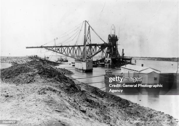 Dredging equipment used in the construction of the Suez Canal.