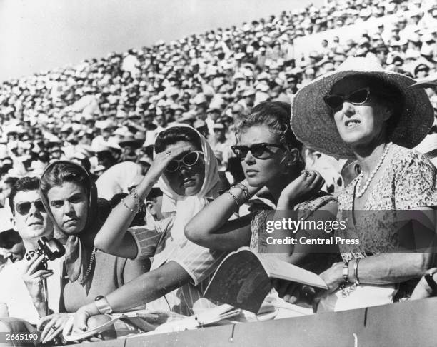 From left to right, Swedish princesses Desiree, Margaretha and Birgitta at the Olympic stadium in Rome to watch the athletics.