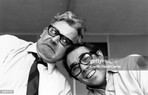 Television comedy duo The Two Ronnies, Ronnie Barker and Ronnie Corbett.