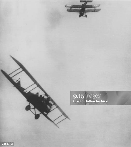 Observers in the back of two bi-planes taking pot shots at each other with revolvers: aerial warfare was born from this approach.