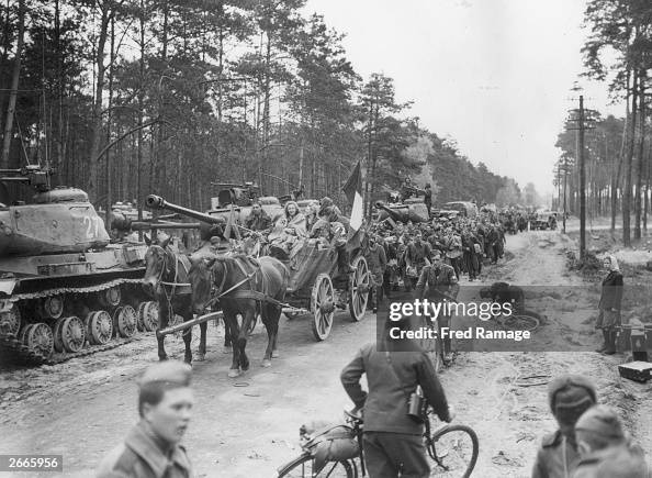 Js 2 On a road west of Berlin and flanked by Russian Red Army IS-2/JS-2 ...