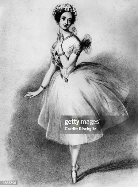 Italian dancer and dance teacher Maria Taglioni dancing in a production of 'La Sylphide'.