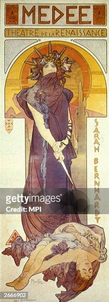 Poster by Alphonse Mucha for the play 'Medee' starring the French actress Sarah Bernhardt .