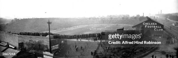 Stamford Bridge, Chelsea Football Club's Stadium, filled with 50,018 spectators watching the 1920 F A Cup Final between Aston Villa and Huddersfield....