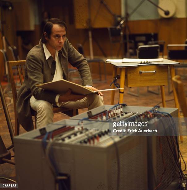 German composer Karlheinz Stockhausen, February 1971. A teacher and pioneer of electronic and 'intuitive music'.
