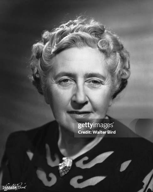 British writer of crime and detective fiction, Dame Agatha Christie , 1954.