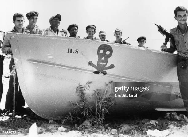 Castro's soldiers at Playa de Giron, Cuba, after thwarting the ill-fated US backed 'Bay of Pigs' invasion.