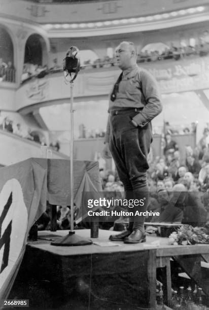 Gregor Strasser, Chief Party Organiser of the National Socialists, speaking at a Nationalist Socialist meeting at Berlin.