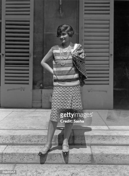 French couturier Gabrielle 'Coco' Chanel at her home, Fauborg, St Honore, Paris.