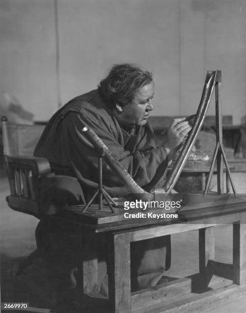 British actor Charles Laughton in the title role of Bertolt Brecht's play 'Galileo' directed by Joseph Losey at the Coronet Theatre.