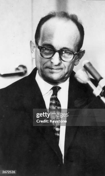 Karl Adolf Eichmann . Nazi war criminal in the dock during the reading of the judgement in an Israeli court when he was condemned to death. He was...