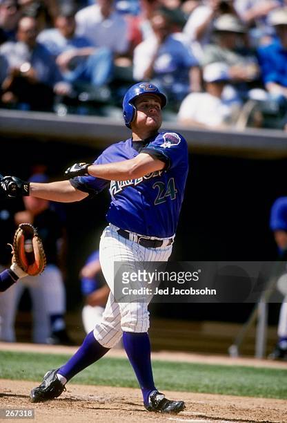Outfielder Karim Garcia of the Arizona Diamondbacks in action during a spring training game against the Colorado Rockies at the Tucson Electric Park...