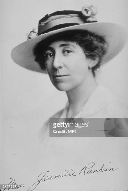 American suffragette and politician Jeanette Rankin , one of fifty seven members of the house to vote against entry into World War I, she was...