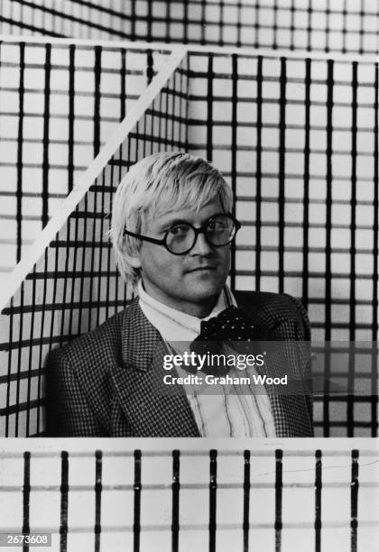 British artist David Hockney in the set of 'The Rake's Progress', which he designed for the Glyndebourne opera festival.