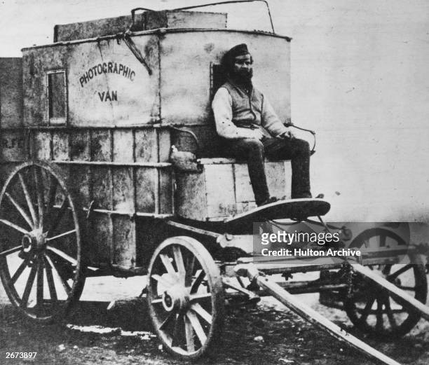 Mobile darkroom used by photographer Roger Fenton during the Crimean war, where he developed negatives within 10 minutes of their exposure. His...