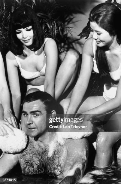 Scottish actor Sean Connery as James Bond in 'You Only Live Twice', during filming at Pinewood studios.