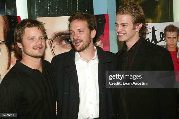 Actors Steve Zahn, Peter Sarsgaard and Hayden Christensen attend a special screening of the new film "Shattered Glass" on October 28, 2003 in New...