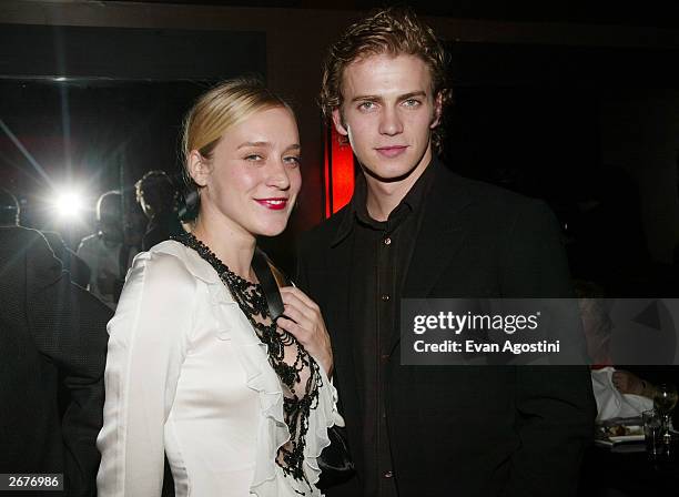 Actors Chloe Sevigny and Hayden Christensen attend the "Shattered Glass" screening after-party at Hue, October 28, 2003 in New York City.