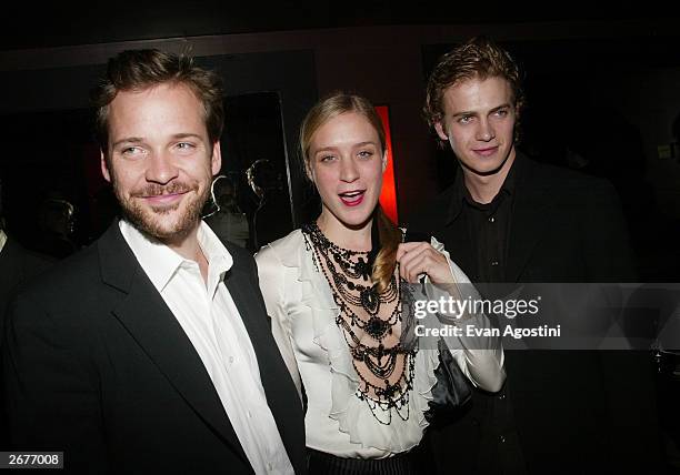 Cast members Peter Sarsgaard, Chloe Sevigny and Hayden Christensen attend the "Shattered Glass" screening after-party at Hue, October 28, 2003 in New...