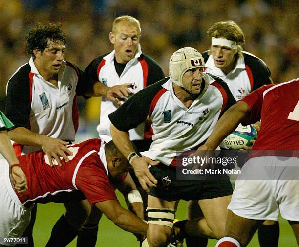 Al Charron of Canada in his last game during the Rugby World Cup Pool D match between Canada and Tonga at WIN Stadium October 29, 2003 in Wollongong,...
