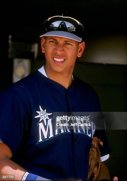 Infielder Alex Rodriguez of the Seattle Mariners in action during a spring training game against the Oakland Athletics at the Phoenix Stadium in...