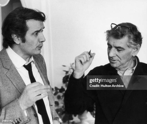 Italian tenor Franco Corelli with American composer Leonard Bernstein , February 1970.