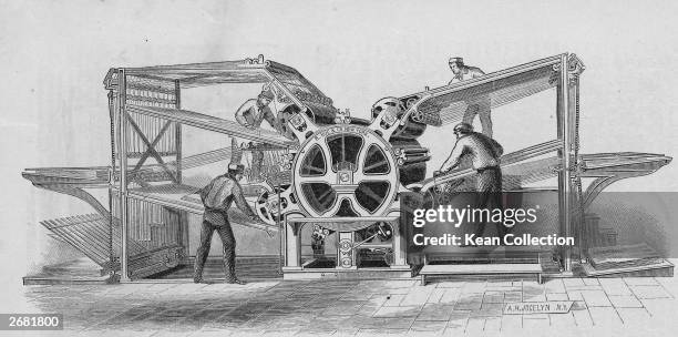 Engraving of the Hoe rotary press.