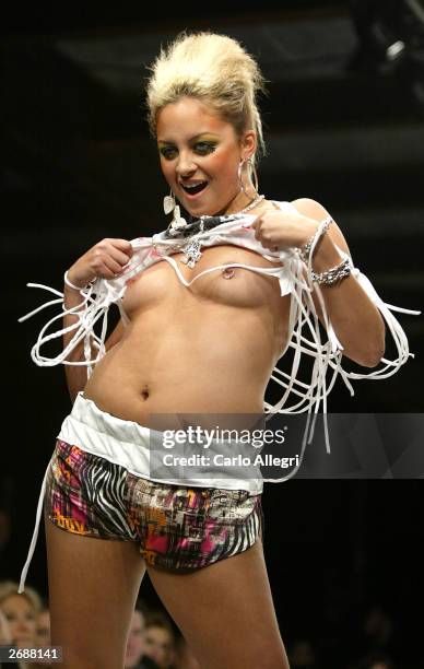 Nicole Richie, daughter of singer Lionel Richie walks down the runway at the Joey & T fashion show during the Mercedes-Benz Shows L.A. Spring...