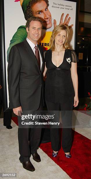 : Actor and comedian Will Ferrell and his wife Viveca Paulin attend a special screening of Elf to benefit the TJ Martell Foundation November 2, 2003...