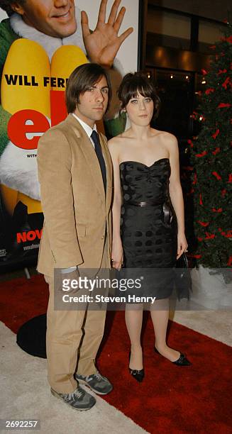 Actress Zooey Deschanel and actor Jason Schwartzman attend a special screening of Elf to benefit the TJ Martell Foundation November 2, 2003 at Loews...
