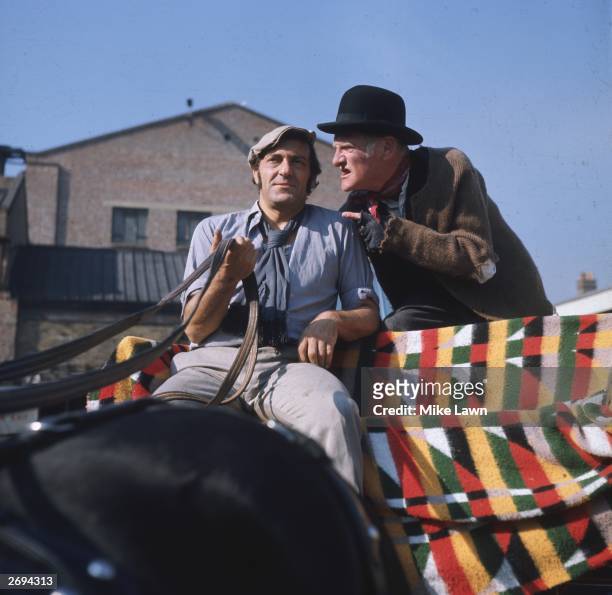 Stage and screen actors Harry H Corbett and Wilfrid Brambell , stars of the British television comedy series 'Steptoe and Son'.