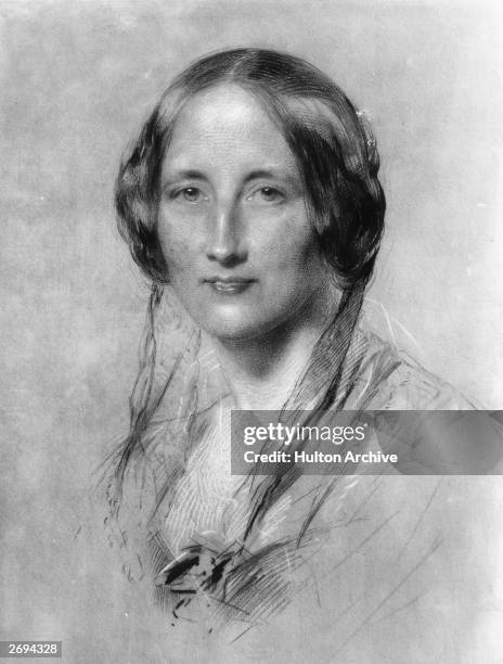 English novelist and biographer of Charlotte Bronte, Elizabeth Cleghorn Gaskell, nee Stevenson, . Original Artwork: Drawing by George Richmond.