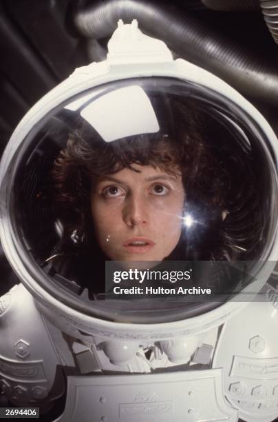 American actress Sigourney Weaver in the role of Ripley in the film 'Alien'.