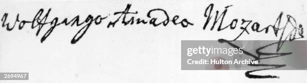 The signature of Austrian composer Wolfgang Amadeus Mozart .