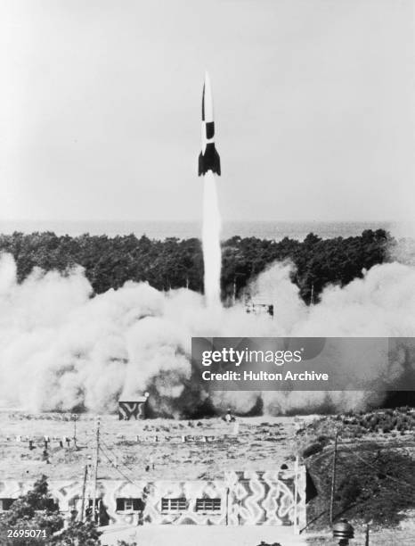 Early German Rockets A German V-2 rocket takes off from a military barracks in an... News ...