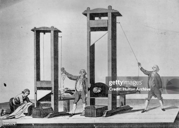 Execution by guillotine in Paris during the French Revolution.