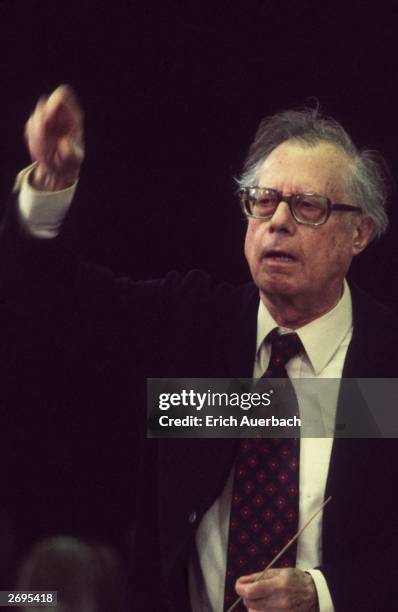 Austrian conductor Karl Bohm of the Vienna Philharmonic Orchestra, during a rehearsal.