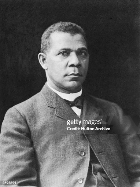 Studio portrait of American educator, economist and industrialist Booker T. Washington , founder of the Tuskegee Institute in Alabama.
