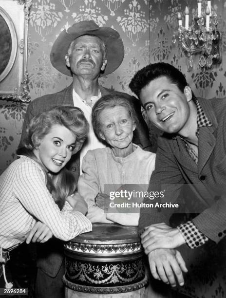 Portrait of the cast of the television comedy series 'The Beverly Hillbillies'. R-L: Max Baer Jr, Irene Ryan, Buddy Ebsen and Donna Douglas.