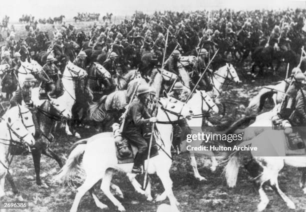 The Polish Mounted Brigade ready for battle, armed with lances and swords.