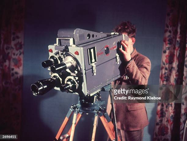 Colour television camera being demonstrated at Alexandra Palace, London. Original Publication: Picture Post - 7077 - Colour TV: When And How - pub....