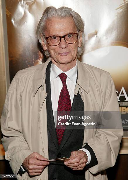 Photographer Richard Avedon attends the HBO FILMS Premiere of "Angels In America" at The Ziegfeld Theater November 04, 2003 in New York City.