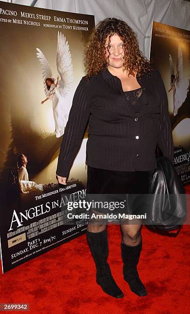 Actress Aida Turturro attends the HBO FILMS Premiere of "Angels In America" at The Ziegfeld Theater November 4, 2003 in New York City.