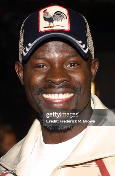 Actor Djimon Hounsou attends the film premiere of "Tupac Resurrection" at the Cinerama Dome Theater on November 4, 2003 in Hollywood, California.